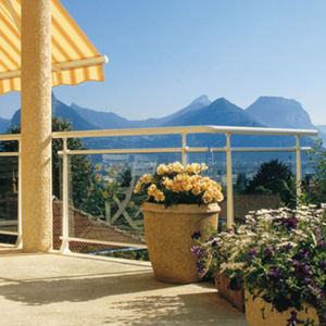 aluminum railing / glass panel / with bars / outdoor