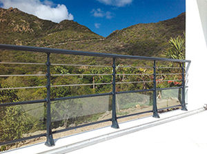 stainless steel railing / aluminum / with panels / with bars