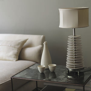 table lamp / contemporary / silk / leather
