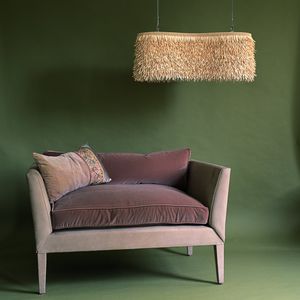 contemporary armchair / velvet / linen / beech