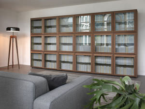contemporary bookcase / wooden / glass-front