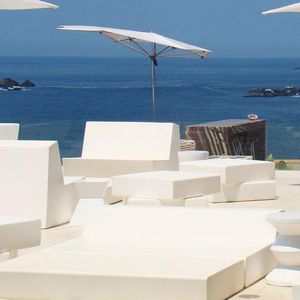 contemporary upholstered bench / fabric / leather / coated foam
