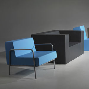 contemporary armchair / fabric / leather / polyurethane foam