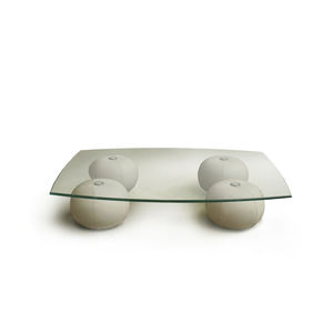 coffee table / contemporary / glass / leather