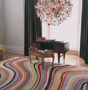 contemporary rug / striped / wool / Tibetan wool