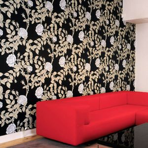 traditional wallpaper / floral / fire-retardant / black