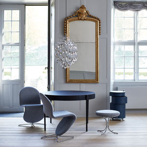 contemporary dining table / stainless steel / linoleum / round