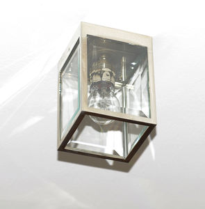 traditional ceiling light / rectangular / crystal / brass
