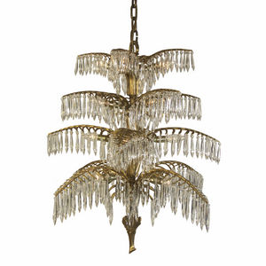 traditional chandelier / crystal / brass / handmade