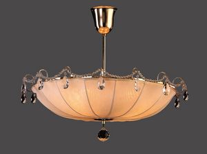 traditional ceiling light / brass / silk / LED
