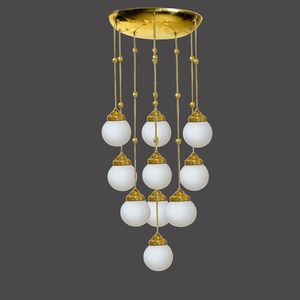 traditional ceiling light / glass / brass / blown glass