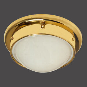 traditional ceiling light / round / glass / brass