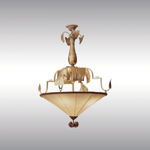 traditional ceiling light / brass / silk / LED