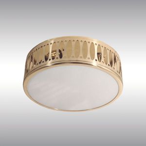 traditional ceiling light / round / glass / brass