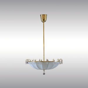 traditional ceiling light / brass / silk / LED