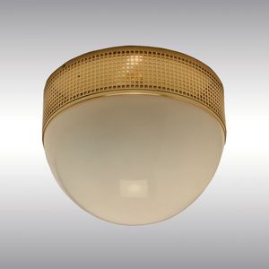 traditional ceiling light / round / brass / blown glass
