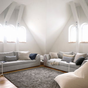 contemporary rug / plain / wool / linen