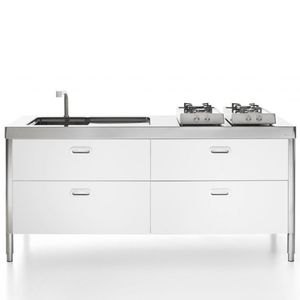 contemporary kitchen / stainless steel / laminate / lacquered