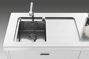 stainless steel mixer tap / kitchen / 1-hole / with pull-out spray