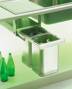 kitchen trash can / built-in / stainless steel / recycling