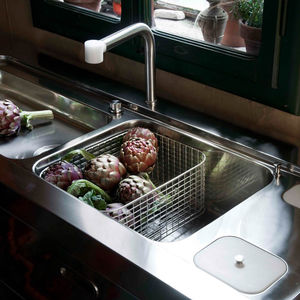 stainless steel mixer tap / kitchen / 2-hole / with pull-out spray