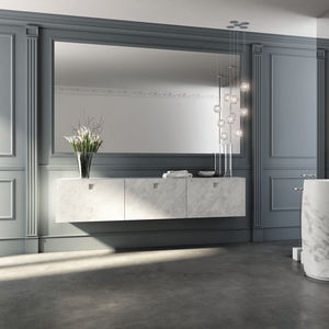 double washbasin cabinet / oak / laminate / glass