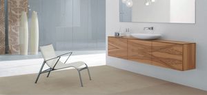 wall-hung washbasin cabinet / oak / Corian® / contemporary