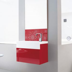wall-hung washbasin cabinet / oak / lacquered wood / contemporary