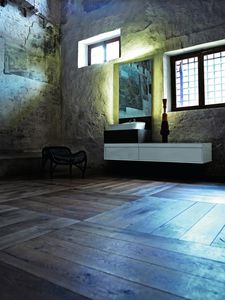 double washbasin cabinet / wall-hung / free-standing / oak