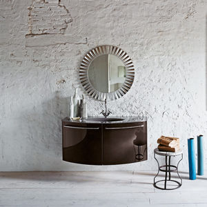 wall-hung washbasin cabinet / oak / glass / marble