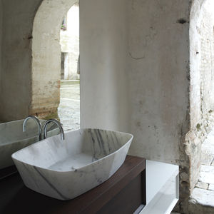 countertop washbasin / rectangular / marble / contemporary