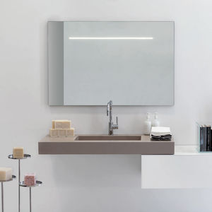 wall-mounted mirror / contemporary / rectangular / LED-illuminated