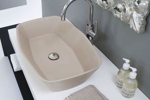 countertop washbasin / rectangular / marble / contemporary