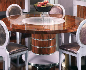 traditional dining table / solid wood / rectangular / round