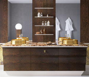 double washbasin cabinet / free-standing / marble / contemporary