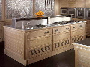 contemporary kitchen / wooden / stainless steel / oak