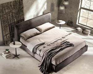 double bed / contemporary / upholstered / leather