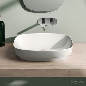 countertop washbasin / oval / ceramic / contemporary