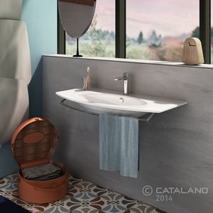 built-in washbasin / ceramic / contemporary