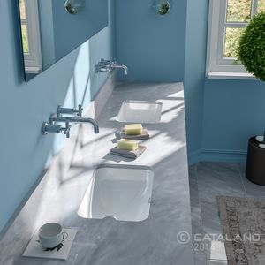 double washbasin / undercounter / rectangular / ceramic