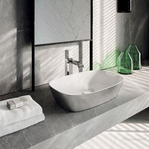 countertop washbasin / rectangular / ceramic / contemporary