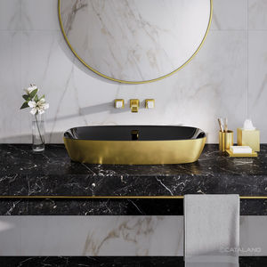 countertop washbasin / rectangular / ceramic / contemporary