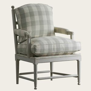 Gustavian style armchair / fabric / solid wood / painted wood