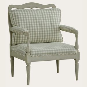Gustavian style armchair / fabric / solid wood / painted wood
