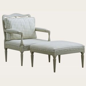 Gustavian style armchair / fabric / solid wood / painted wood