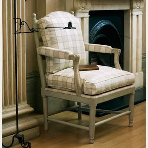 Gustavian style armchair / fabric / solid wood / painted wood