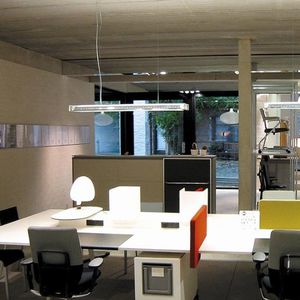 hanging light fixture / LED / rectangular / metal