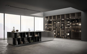 contemporary kitchen / wooden / island / lacquered
