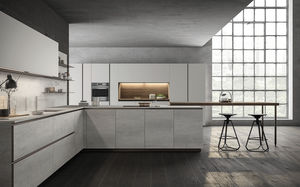 contemporary kitchen / wooden / aluminum / L-shaped