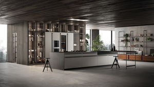 contemporary kitchen / wooden / island / lacquered